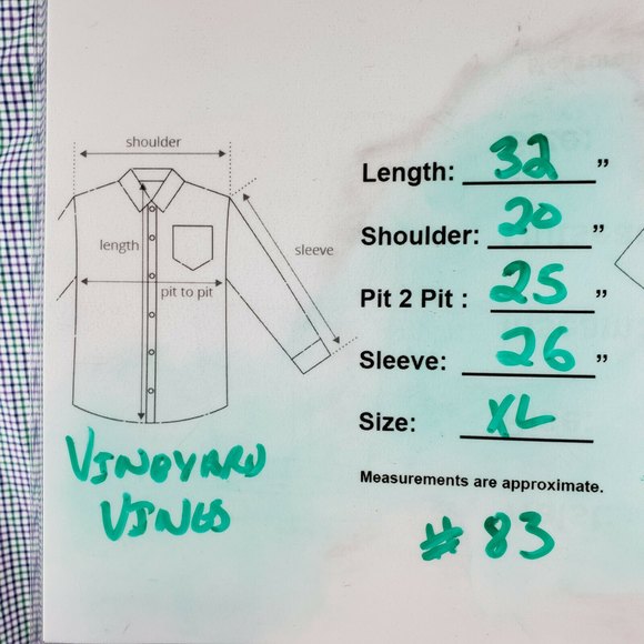 Vineyard Vines Mens XL Slim Fit Murray Shirt Button Down Front Check EUC - Picture 3 of 11